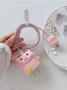 Cute Charger And Data Cable Protector Set Compatible With Apple 20w Charger, Including Cord Protector, Line Winder And Plug Cover As A 4pcs Set Charger Protector