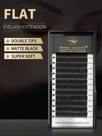 Winky Beauty Ellipse Flat Lashes Extension Soft Silk Classic Natural Look Single Dense 12 Rows Planting Individual False Eyelashes Premium Wire Matte Black Makeup Professional Lash Trays Single Length 8-15mm Lash Clusters, Eyelash Clusters, Individual Eyelashes, Lashes, Fake Lashes