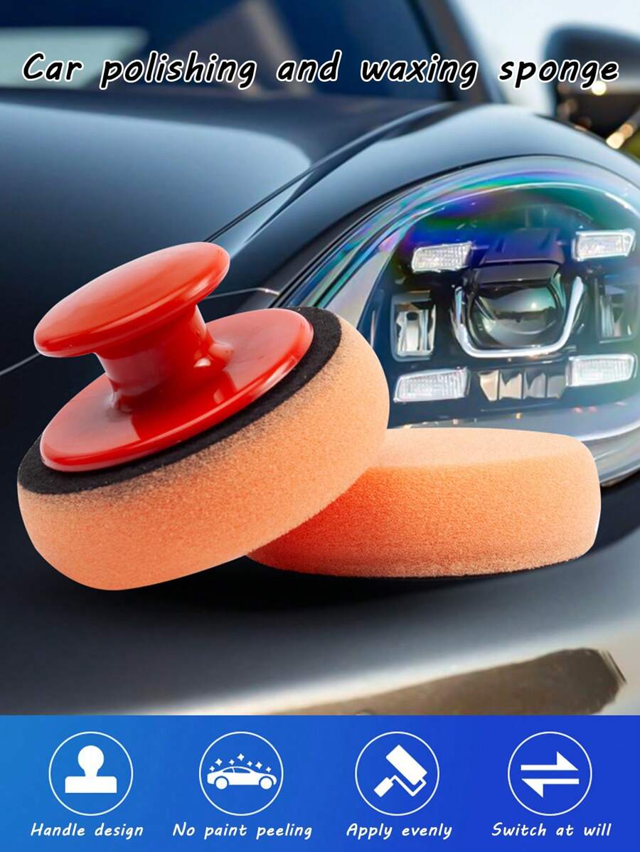 Car Polishing And Waxing Sponge Assisted Handle Sticky Wipe - Orange - View 1