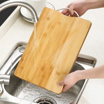 1 块带手柄的竹砧板，适用于厨房、切菜、切片、切丁、揉面团、嫩化肉类，