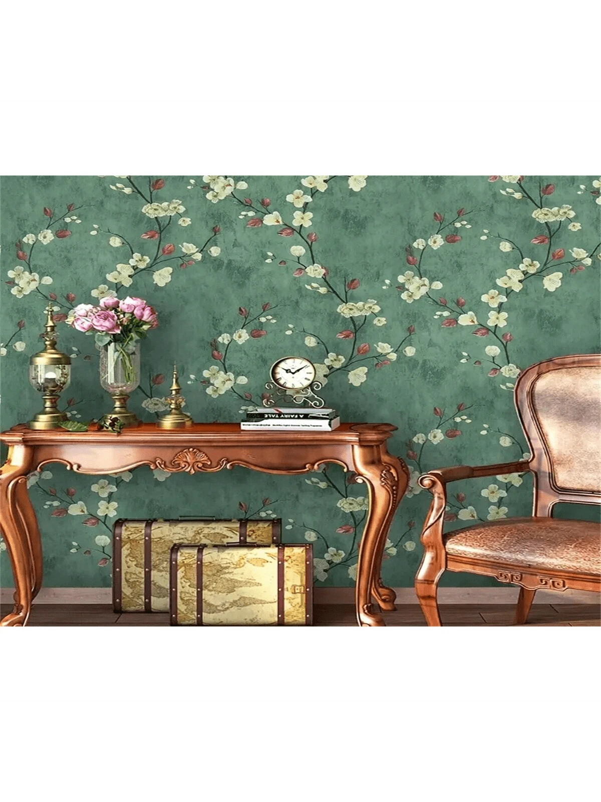 Adesivi Murali Grandi Con Fiori, Rami E Uccelli - Rosa, Decorazione Parete Per Camera Letto, Soggiorno, TV - Rimovibili