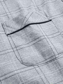 1set Men Plaid Pattern Contrast Color Trimmed Long Sleeve Top And Pants Homewear Suit For Spring/Autumn, Breathable And Sweat-Absorbing, Fall Winter Clothes