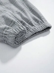 1set Men Plaid Pattern Contrast Color Trimmed Long Sleeve Top And Pants Homewear Suit For Spring/Autumn, Breathable And Sweat-Absorbing, Fall Winter Clothes