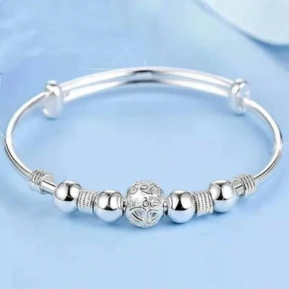 Pulsera de plata de ley 925 con cuentas de la suerte como para mujer, pulseras de moda para fiestas, bodas y compromisos, joyas de marcas populares