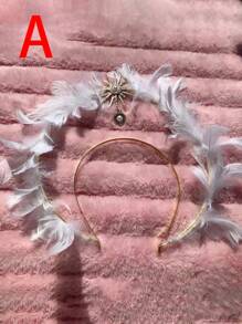 Boho 1 cái Băng đô cài tóc lông vũ thiên thần trắng trang trí phụ kiện tóc cho tiệc tùng, lễ hội, khiêu vũ, v.v. Phù thủy - trắng - Xem 6