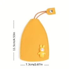 PU Leather Car Key Case With A 3D Rabbit, Pull-Out Cute Large-Capacity Car Key Case, Car Key Keychain Holder Hook - Multicolor - View 2