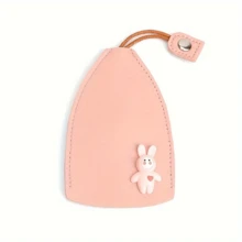 PU Leather Car Key Case With A 3D Rabbit, Pull-Out Cute Large-Capacity Car Key Case, Car Key Keychain Holder Hook - Multicolor - View 6