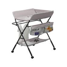Baby Nappy Changing Table With Wheels And Storage, Folding Infant Care Station, Height Adjustable Changing Unit, Backache-Free Diaper Changing, Under 12 Month - Grey - View 1