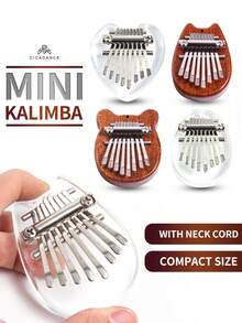 迷你八鍵拇指琴,便攜式可愛的桃花心木卡林巴樂器,多種風格的可穿戴吊飾禮物 - 彩色 - 查看 10