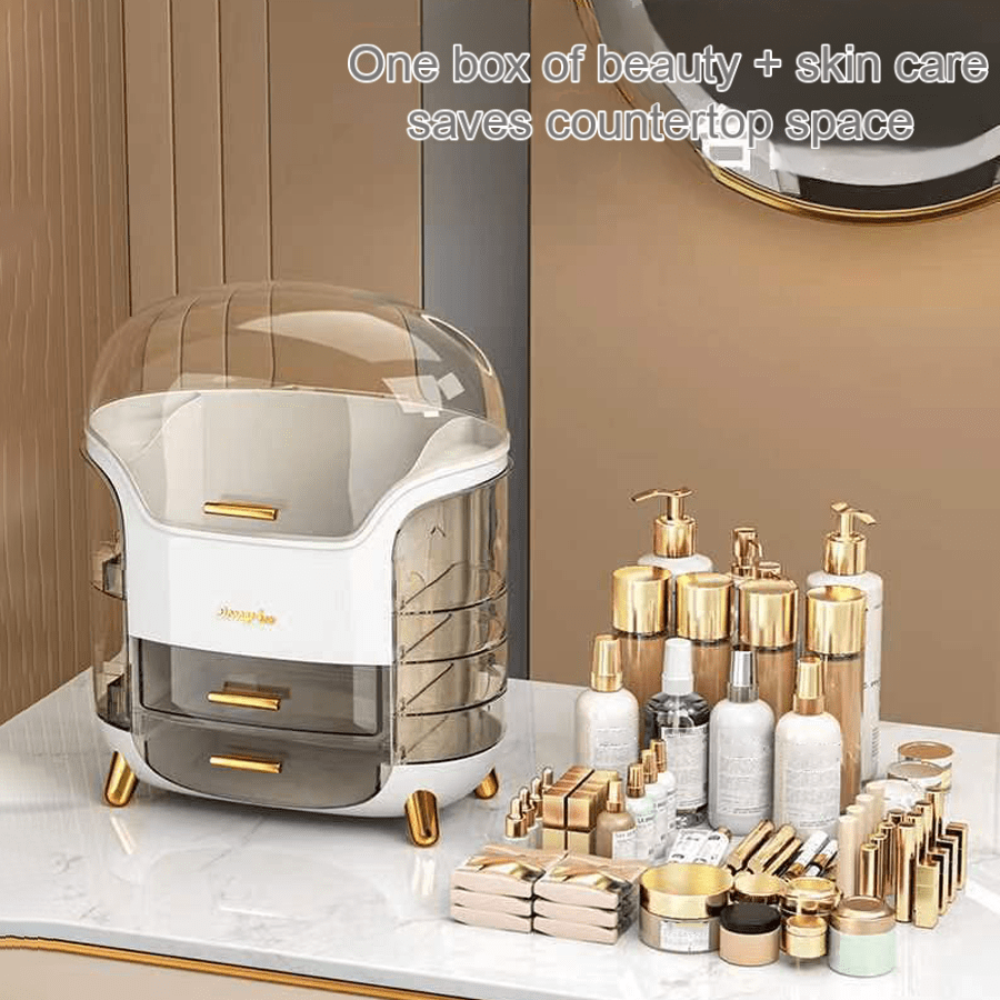 1pc PMMA Makeup Storage Box, Simple Letter Graphic Multi-Grid Desktop Makeup Organizer For Home,For Holiday Beach, Bathroom Collection, Bedroom Collection, Large Capacity