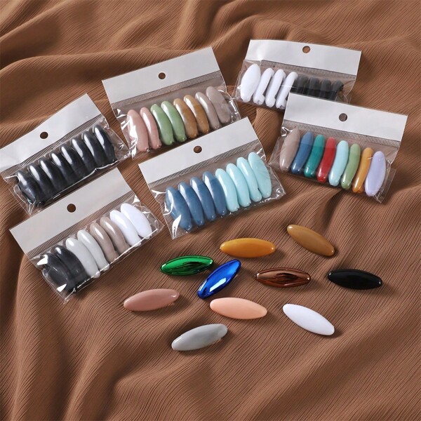 8 piezas de alfileres ovalados de plástico de colores para decorar bufandas, sombreros, chales y ropa - Broche