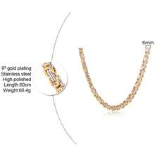 1pc 6mm Wide Men's Stainless Steel Byzantine Chain Necklace - Multicolor - View 7