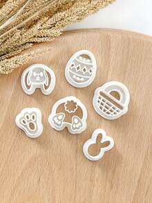 6Pcs Easter Polymer Clay Cutters Set, Easter Clay Earring Cutters For Polymer Clay Jewelry Making, Polymer Clay Earring Making Tools - White - View 6