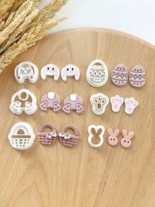 6Pcs Easter Polymer Clay Cutters Set, Easter Clay Earring Cutters For Polymer Clay Jewelry Making, Polymer Clay Earring Making Tools - White - View 3