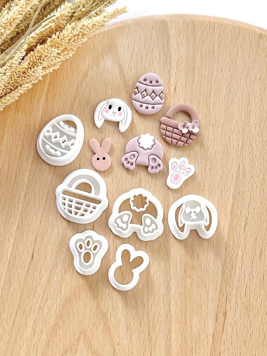 6Pcs Easter Polymer Clay Cutters Set, Easter Clay Earring Cutters For Polymer Clay Jewelry Making, Polymer Clay Earring Making Tools - White - View 1