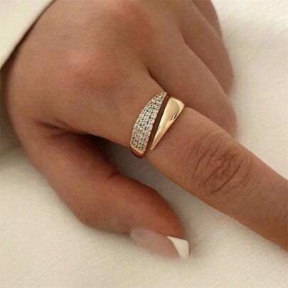 VKHK 1 pièce Bague ouverte personnalisée sertie de zirconium cubique, convient pour le port quotidien et les mariages pour femmes
