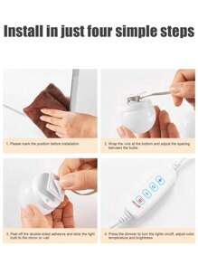 1 盒 Usb 化妝鏡前燈,帶 3 種色溫模式,可調節,防水,智能,無需鑽孔即可粘貼在梳妝台上 - 白色 - 查看 10