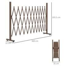 Recinzione per Giardino a Larghezza Regolabile, Steccato per Giardino Multiuso in Metallo e Alluminio, 300x31x103.5 cm, Marrone Scuro - Caffè Marrone - Visualizzare 3