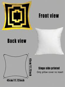 1pc Gold Line Design Geometric Cushion Cover For Home & Office Decoration, Soft Peach Skin Velvet Seat Pad Cover (Pillow Core Not Included) - Gold - View 4