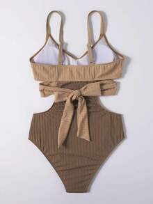 夏季时尚连体海滩泳衣 - 棕色 - 查看 2