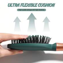 4 Pcs Hair Brush Set,Anti Static Massage Oval Comb,Detangling Brush Round Hair Brush Vent Hair Brush,Flexible Soft Pin Bristles For Long Thick Curly Wavy Dry Damaged Hair,Pack Of 4 Anti-Static Hair Tools For Women, Men & Kids: Oval Comb, Round Vent Brush, Detangling Paddle Brush For Wet/Dry Hair Massage & Shine - Green - View 8