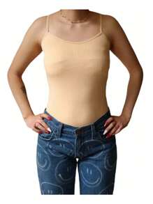 Playera Blusa Camiseta De Tirantes Mujer - Beis - Ver 1