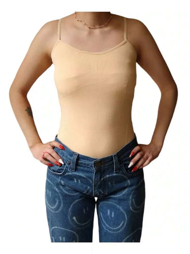 Playera Blusa Camiseta De Tirantes Mujer - Beis - Añade 1