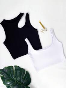Women Tank Tops & Camis - 黑與白 - 查看 1