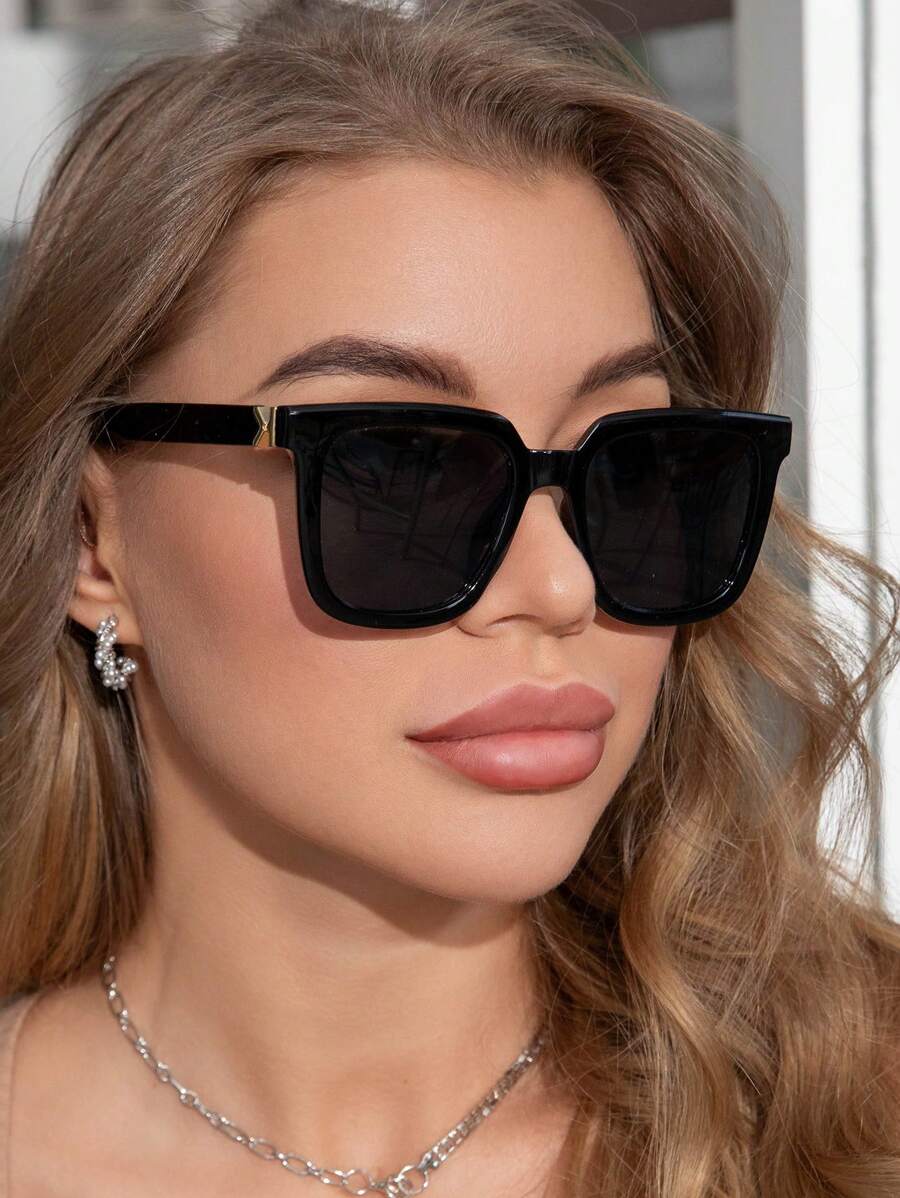 Vintage Square Oversized Plastic Sunglasses, For Men & Women, Fashion