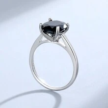 1入組S925純銀圓環帶黑色方晶鋯石適合女士,歐美風格 - 黑色 - 查看 4