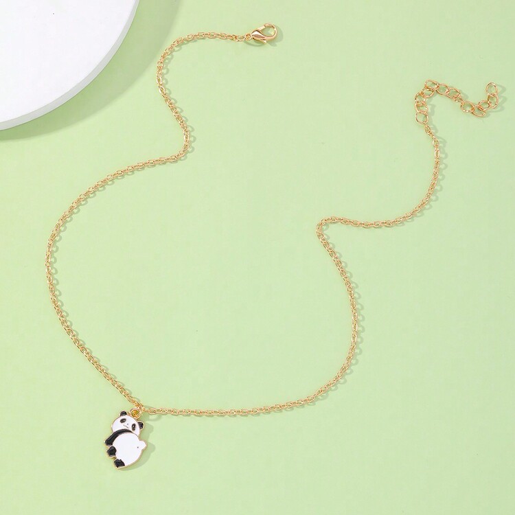 1pc Cute Panda Necklace - Yellow Gold - View 2