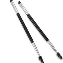 2pcs/Pack Dual-Ended Eyebrow Brush And Spoolie Brush-Angled, For Precise Application And Brow Powder Blending - Black - View 5
