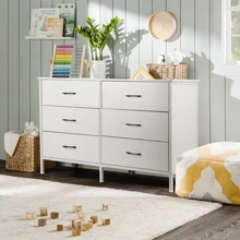 47.3'' Drawer Dresser Chest Of 6 Drawers For Bedroom, Steel Frame, Black Storage Cabinet - trắng - Xem 3
