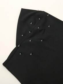 1入組女士雙色鑲鑽方便頭帶黑瑪瑙,頭巾,純色舒適內帽,簡單百搭,適合日常穿著優雅 - 釘鑽套頭帽 - 查看 5