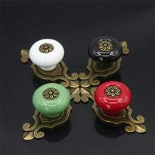 1 PC Vintage Furniture Handles Ceramic Cabinet Knobs And Handles Door Cupboard Drawer Kitchen Pull Handles Furniture Fittings - Green - View 2