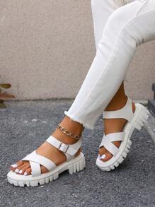 New Arrival Women's Casual & Fashionable Thick-Soled Sandals In White Color, Suitable For Students - Beige - View 5