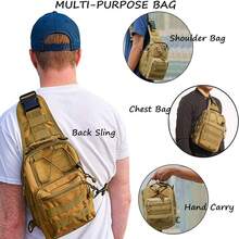 肩包、小型戶外胸包、多功能大容量斜挎背包,適用於男士旅行、徒步旅行、露營、漫遊者背包 - 卡其色 - 查看 5