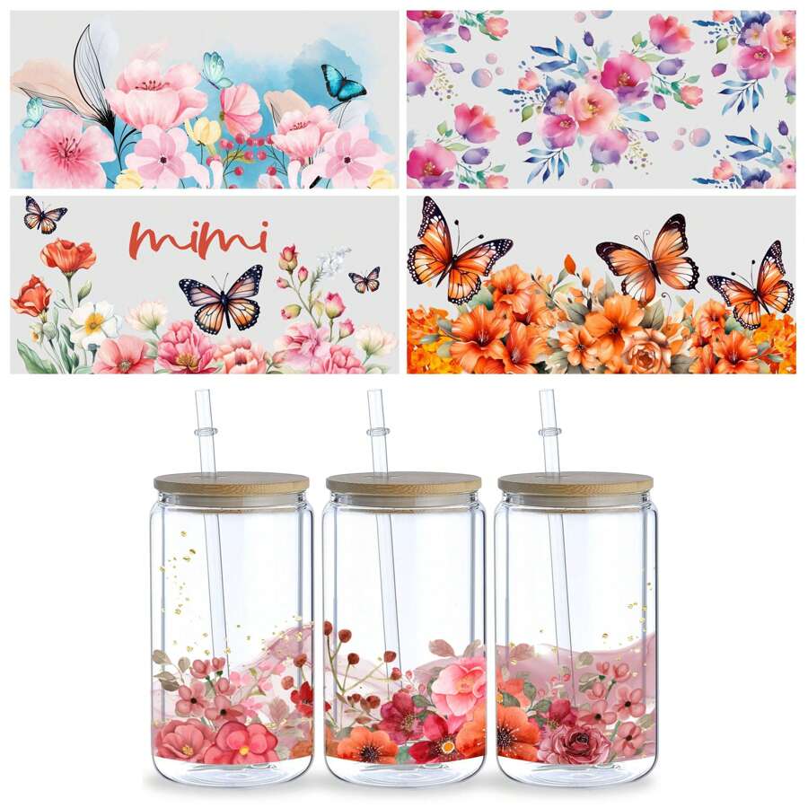 GLOBLELAND 18 Feuilles Autocollants De Transfert Plumes Colorées Pour