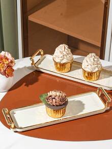 1pc Luxury Plastic Rectangular Trays For Household Storage - Green - View 4