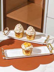 1pc Luxury Plastic Rectangular Trays For Household Storage - Green - View 5