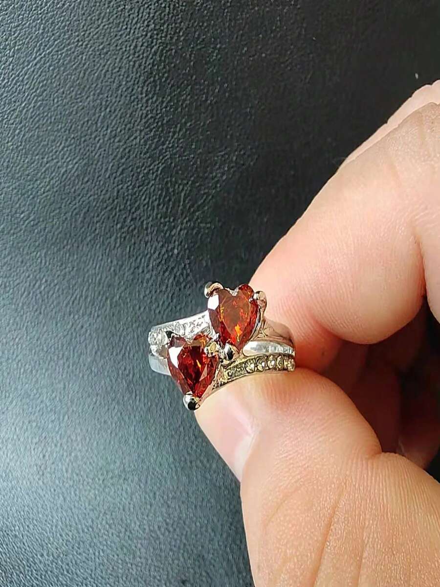 1 Miếng Đúng mốt Cổ điển Giường đôi tiêu chuẩn Tim Zirconia Nhẫn đính hôn Đối với Cả hai Nam Và NỮ , Lý tưởng Đối với Ngày kỷ niệm , Sinh nhật , Buổi tiệc , Tối Sự kiện - Đỏ - Xem 1