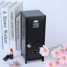 Mini Locker With Lock & Keys, Metal Small Locker For Desktop Lockbox, Doll Clothes Storage Organizer, Money Safe And Cash Lock Box - Black - Black - View 1