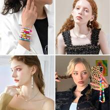 5款樣式～1300/1400顆字母珠子,a-z字母塑膠珠套裝,心形珠子用於手鐲製作 - 彩色 - 查看 7