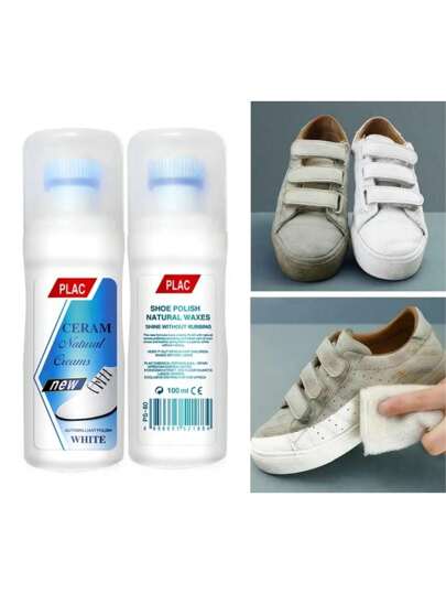 Limpiador de zapatos tenis blancos bolsos de piel crema con cepillo limpiadora espuma blanca elimina manchas amarillas