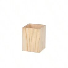 1pc Natural Wood Desk Pen Holder Stationery Storage Organizer - Apricot - View 4