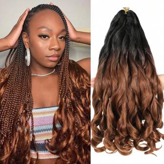 18/24/30 tum 1-pack franska lockiga flätningshårförlängningar, svarta fluffiga vågiga virkade flätor, försträckta Yaki lockiga flätningshårförlängningar, lämpliga för hårvävning (B29), Halloween