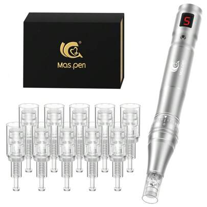 Caneta Elétrica de Microagulhamento Dermapen Profissional de Alta Frequência e Silenciosa, Capacidade de 500mAh com 10 Cartuchos de Agulhas Substituíveis