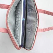 便携式粉色樱桃电脑包，卡通刺绣熊便携式笔记本电脑内胆包，大容量保护套，适用于 11/14 英寸苹果笔记本，秋季大学必备笔记本电脑包，女士 Mac Book 保护套，返校 - 粉色 - 查看 12