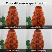 薑色蕾絲前髮套毫不粘懸,身體波薑橙色合成長波浪髮,適用於女性中分前拔髮13x4x1蕾絲假髮柔軟光滑耐高溫合成纖維頭髮日常使用 - 薑色 - 查看 8