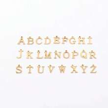 1個新款時尚圓形鋯石不鏽鋼首字母吊墜鏈，適用於女性 - 金黃色 - 查看 4